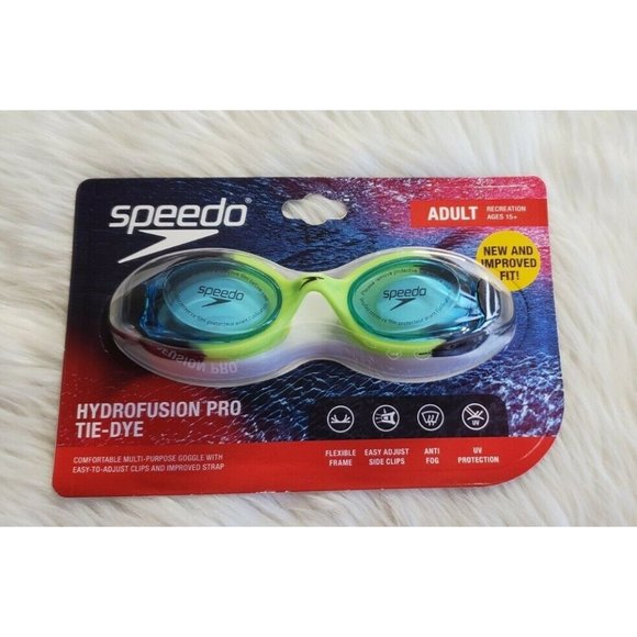 2 PAIRS Speedo Adult Hydrofusion PRO Goggles Tie Dye Lime/Celeste, Age 15+ NEW - Picture 2 of 3